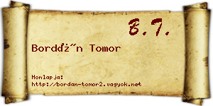 Bordán Tomor névjegykártya